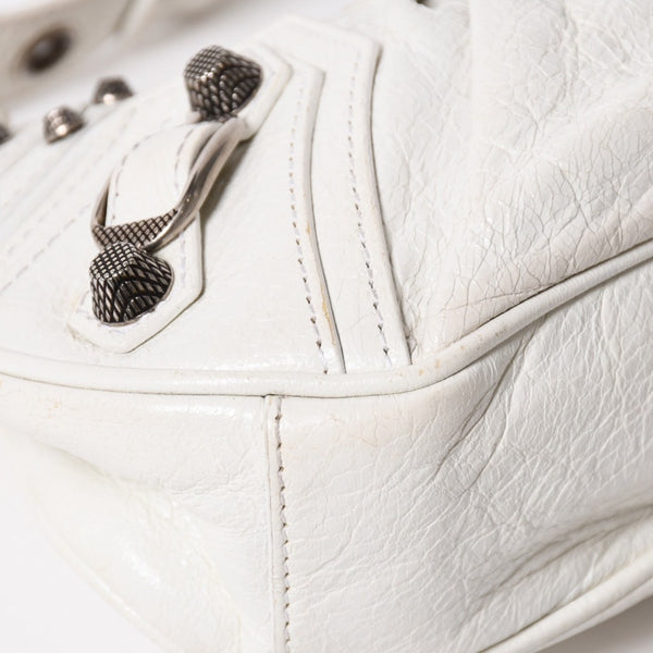 BALENCIAGA バレンシアガ ショルダーバッグ ル カゴール ホワイト アイボリー レザー 671309 美品 中古 4a007001
