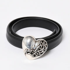 CHROME HEARTS クロムハーツ BUCKLE LRG HEART ハートバックル 1インチ レザーベルト サイズ30 スターリングシルバー 美品 中古 4a007010