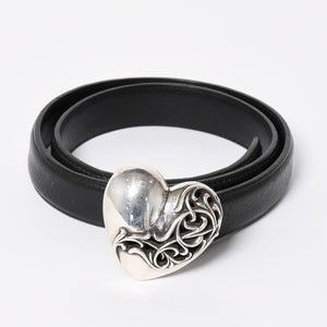 CHROME HEARTS クロムハーツ BUCKLE LRG HEART ハートバックル 1インチ レザーベルト サイズ30 スターリングシルバー 美品 中古 4a007010