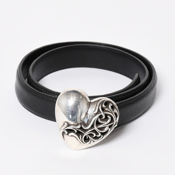 CHROME HEARTS クロムハーツ BUCKLE LRG HEART ハートバックル 1インチ レザーベルト サイズ30 スターリングシルバー 美品 中古 4a007010