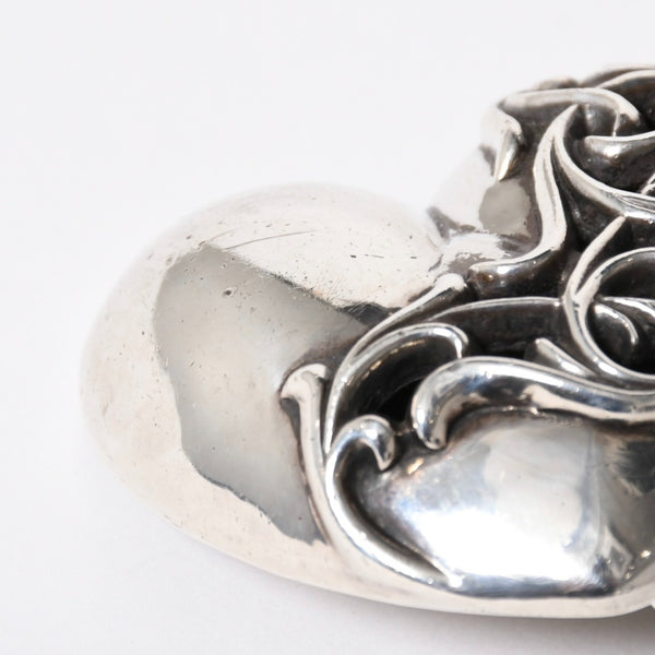 CHROME HEARTS クロムハーツ BUCKLE LRG HEART ハートバックル 1インチ レザーベルト サイズ30 スターリングシルバー 美品 中古 4a007010