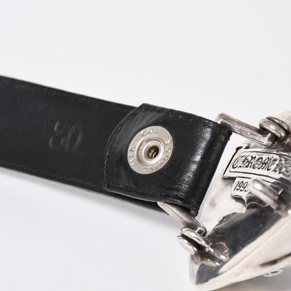CHROME HEARTS クロムハーツ BUCKLE LRG HEART ハートバックル 1インチ レザーベルト サイズ30 スターリングシルバー 美品 中古 4a007010