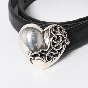 CHROME HEARTS クロムハーツ BUCKLE LRG HEART ハートバックル 1インチ レザーベルト サイズ30 スターリングシルバー 美品 中古 4a007010