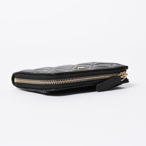 新品同様 CHANEL シャネル マトラッセ コンパクトウォレット コインケース ランダム番台 キャビアスキン ブラック ゴールド金具 中古 4a006721