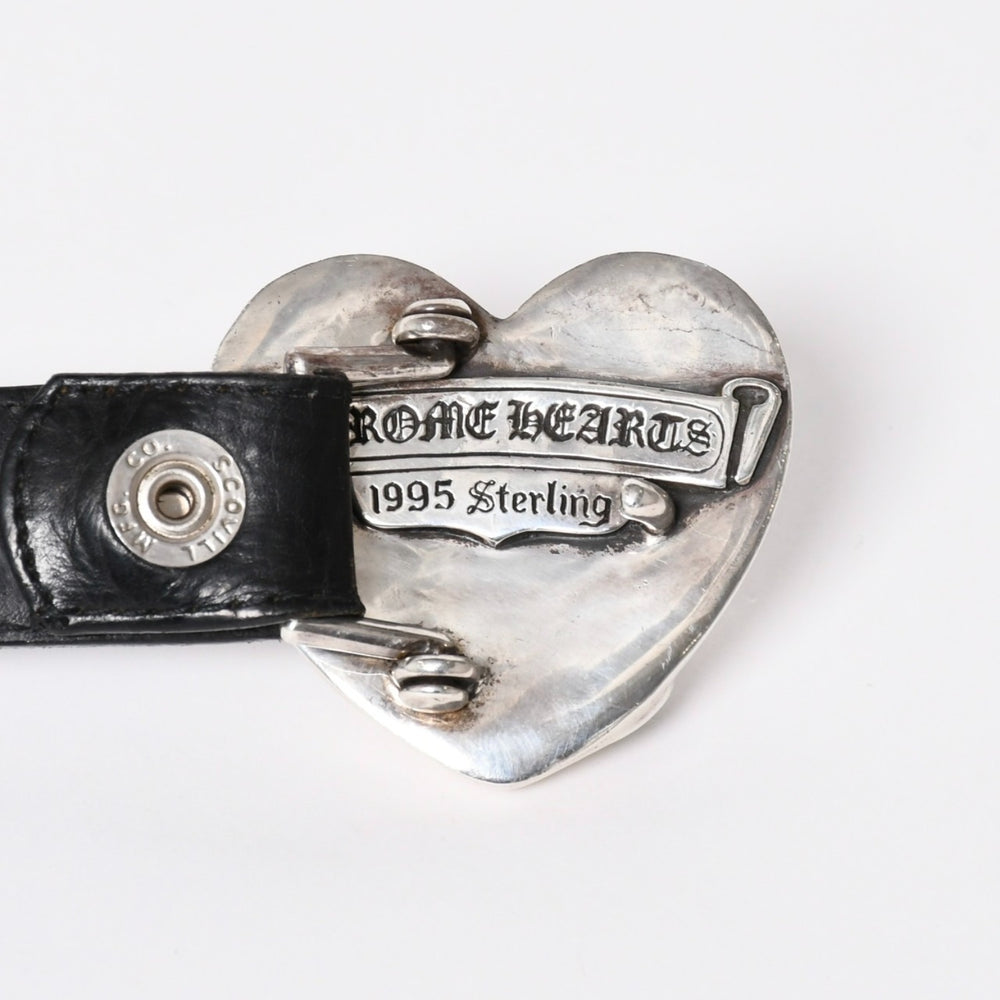CHROME HEARTS クロムハーツ BUCKLE LRG HEART ハートバックル 1インチ レザーベルト サイズ30 スターリングシルバー 美品 中古 4a007010