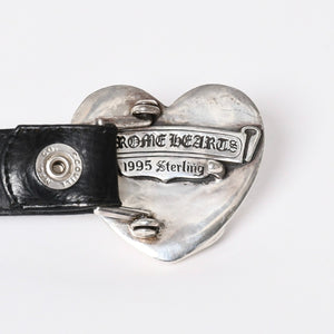 CHROME HEARTS クロムハーツ BUCKLE LRG HEART ハートバックル 1インチ レザーベルト サイズ30 スターリングシルバー 美品 中古 4a007010