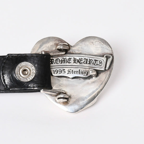 CHROME HEARTS クロムハーツ BUCKLE LRG HEART ハートバックル 1インチ レザーベルト サイズ30 スターリングシルバー 美品 中古 4a007010