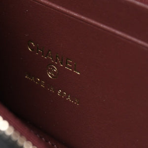 新品同様 CHANEL シャネル マトラッセ コンパクトウォレット コインケース ランダム番台 キャビアスキン ブラック ゴールド金具 中古 4a006721