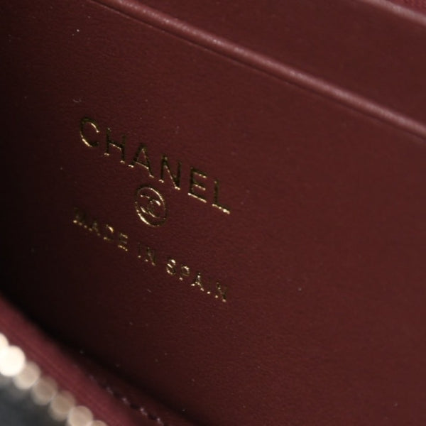 新品同様 CHANEL シャネル マトラッセ コンパクトウォレット コインケース ランダム番台 キャビアスキン ブラック ゴールド金具 中古 4a006721