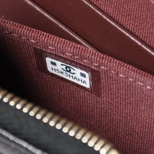 新品同様 CHANEL シャネル マトラッセ コンパクトウォレット コインケース ランダム番台 キャビアスキン ブラック ゴールド金具 中古 4a006721