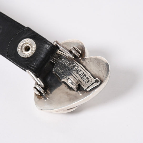 CHROME HEARTS クロムハーツ BUCKLE LRG HEART ハートバックル 1インチ レザーベルト サイズ30 スターリングシルバー 美品 中古 4a007010