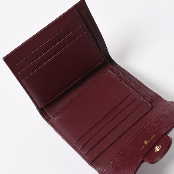 新品同様 CHANEL シャネル コンパクトウォレット 三つ折り財布 31番台 ココマーク キャビアスキン ボルドー 中古 4a006718