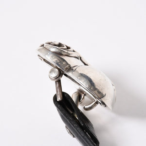 CHROME HEARTS クロムハーツ BUCKLE LRG HEART ハートバックル 1インチ レザーベルト サイズ30 スターリングシルバー 美品 中古 4a007010