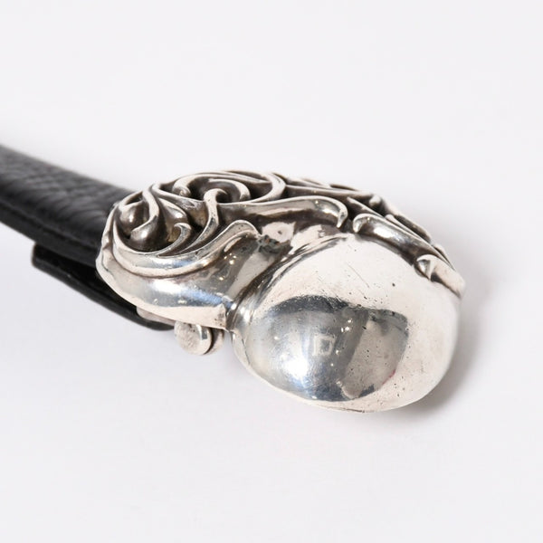 CHROME HEARTS クロムハーツ BUCKLE LRG HEART ハートバックル 1インチ レザーベルト サイズ30 スターリングシルバー 美品 中古 4a007010