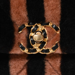 新品同様品 CHANEL シャネル19 Wチェーンバッグ AS5149 ランダム番台 ココマーク ストライプ シアリングファー フラップ 中古 4a006949