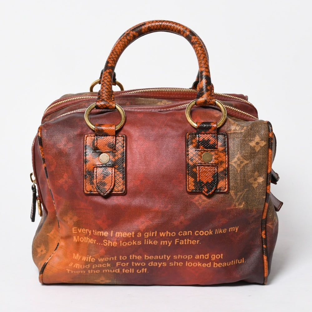 新品同様品 LOUIS VUITTON ルイヴィトン リチャードプリンス ジョークス マンクレイジー ハンドバッグ M95737 ルージュ ゴールド金具 中古 4a007547