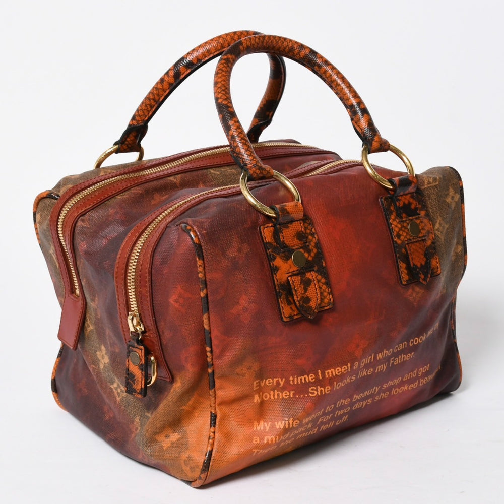 新品同様品 LOUIS VUITTON ルイヴィトン リチャードプリンス ジョークス マンクレイジー ハンドバッグ M95737 ルージュ ゴールド金具 中古 4a007547