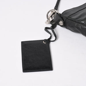 極美品 BALENCIAGA バレンシアガ Giant Hip ジャイアント ヒップ ショルダーバッグ 237203 レザー ブラック シルバー金具 中古 4a007016