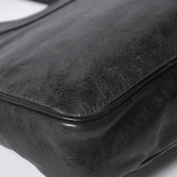 極美品 BALENCIAGA バレンシアガ Giant Hip ジャイアント ヒップ ショルダーバッグ 237203 レザー ブラック シルバー金具 中古 4a007016