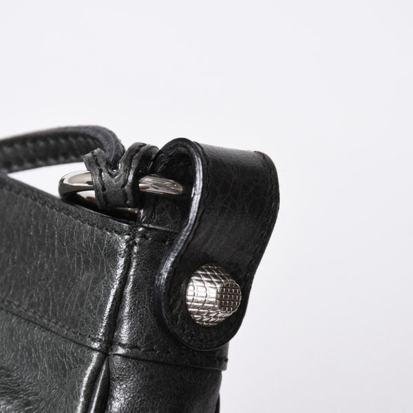 極美品 BALENCIAGA バレンシアガ Giant Hip ジャイアント ヒップ ショルダーバッグ 237203 レザー ブラック シルバー金具 中古 4a007016