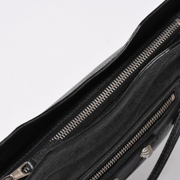 極美品 BALENCIAGA バレンシアガ Giant Hip ジャイアント ヒップ ショルダーバッグ 237203 レザー ブラック シルバー金具 中古 4a007016