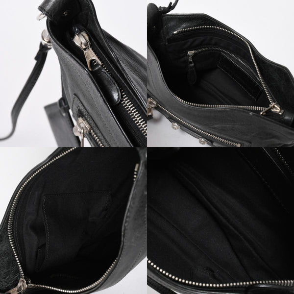 極美品 BALENCIAGA バレンシアガ Giant Hip ジャイアント ヒップ ショルダーバッグ 237203 レザー ブラック シルバー金具 中古 4a007016