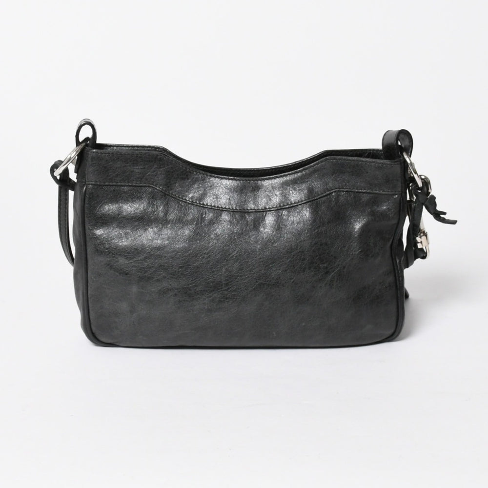極美品 BALENCIAGA バレンシアガ Giant Hip ジャイアント ヒップ ショルダーバッグ 237203 レザー ブラック シルバー金具 中古 4a007016