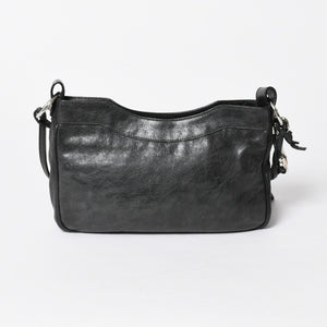 極美品 BALENCIAGA バレンシアガ Giant Hip ジャイアント ヒップ ショルダーバッグ 237203 レザー ブラック シルバー金具 中古 4a007016