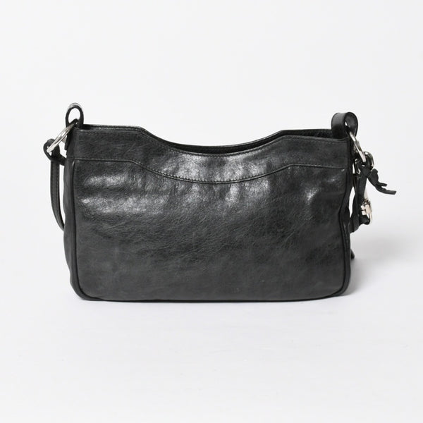 極美品 BALENCIAGA バレンシアガ Giant Hip ジャイアント ヒップ ショルダーバッグ 237203 レザー ブラック シルバー金具 中古 4a007016