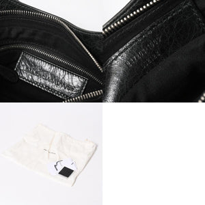 極美品 BALENCIAGA バレンシアガ Giant Hip ジャイアント ヒップ ショルダーバッグ 237203 レザー ブラック シルバー金具 中古 4a007016
