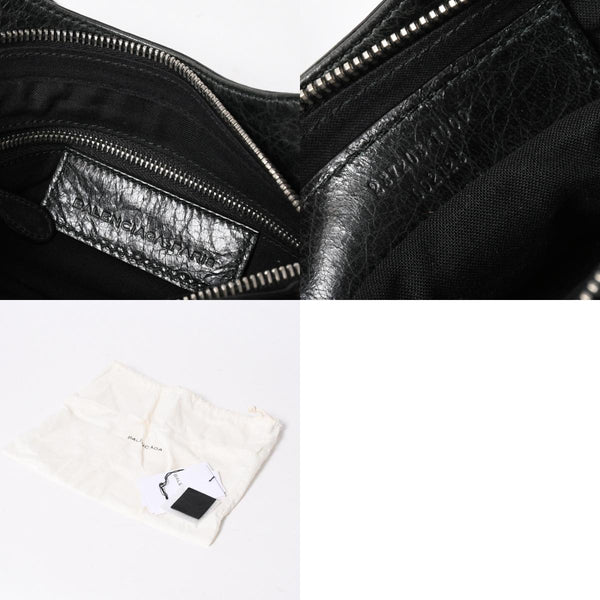 極美品 BALENCIAGA バレンシアガ Giant Hip ジャイアント ヒップ ショルダーバッグ 237203 レザー ブラック シルバー金具 中古 4a007016