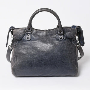 BALENCIAGA バレンシアガ Classic Velo クラシック ヴェロ 2WAYバッグ 235216 ヴィンテージレザー ネイビー ガンメタ金具 良品 中古 4a007014