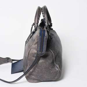 BALENCIAGA バレンシアガ Classic Velo クラシック ヴェロ 2WAYバッグ 235216 ヴィンテージレザー ネイビー ガンメタ金具 良品 中古 4a007014