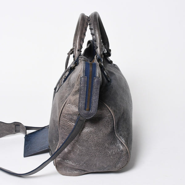 BALENCIAGA バレンシアガ Classic Velo クラシック ヴェロ 2WAYバッグ 235216 ヴィンテージレザー ネイビー ガンメタ金具 良品 中古 4a007014
