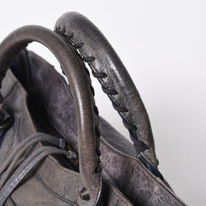 BALENCIAGA バレンシアガ Classic Velo クラシック ヴェロ 2WAYバッグ 235216 ヴィンテージレザー ネイビー ガンメタ金具 良品 中古 4a007014