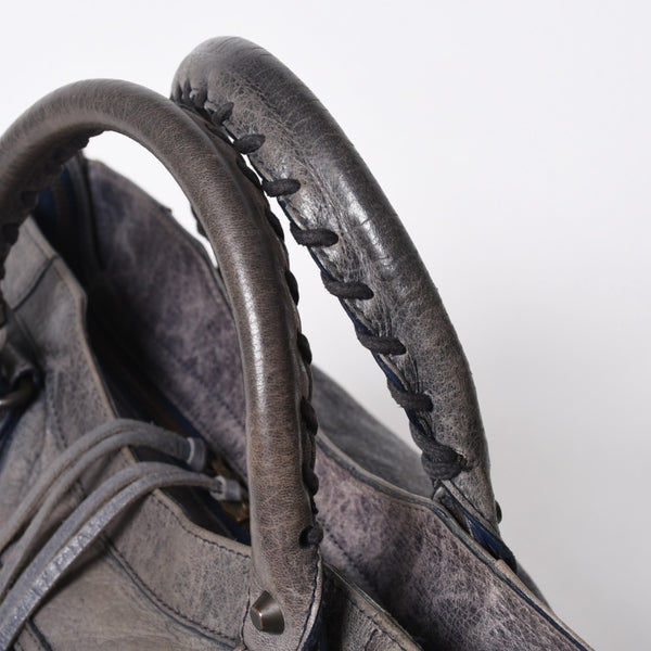 BALENCIAGA バレンシアガ Classic Velo クラシック ヴェロ 2WAYバッグ 235216 ヴィンテージレザー ネイビー ガンメタ金具 良品 中古 4a007014