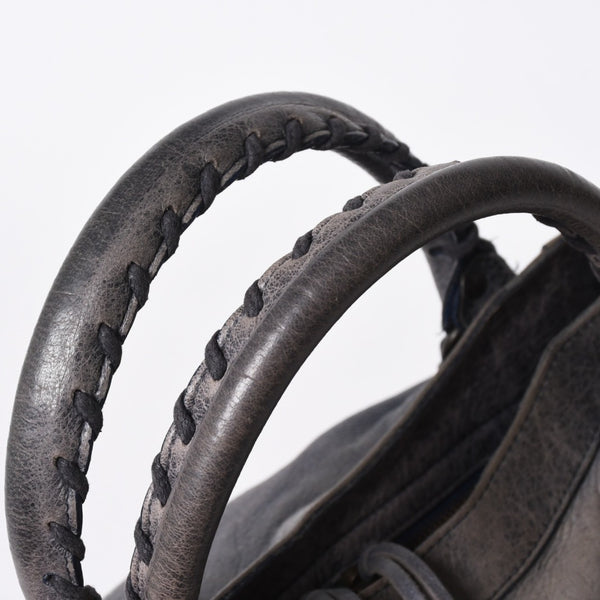 BALENCIAGA バレンシアガ Classic Velo クラシック ヴェロ 2WAYバッグ 235216 ヴィンテージレザー ネイビー ガンメタ金具 良品 中古 4a007014