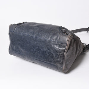 BALENCIAGA バレンシアガ Classic Velo クラシック ヴェロ 2WAYバッグ 235216 ヴィンテージレザー ネイビー ガンメタ金具 良品 中古 4a007014