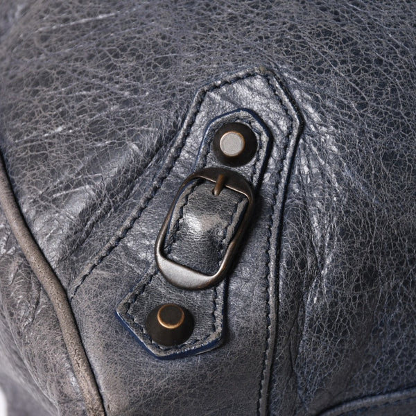 BALENCIAGA バレンシアガ Classic Velo クラシック ヴェロ 2WAYバッグ 235216 ヴィンテージレザー ネイビー ガンメタ金具 良品 中古 4a007014