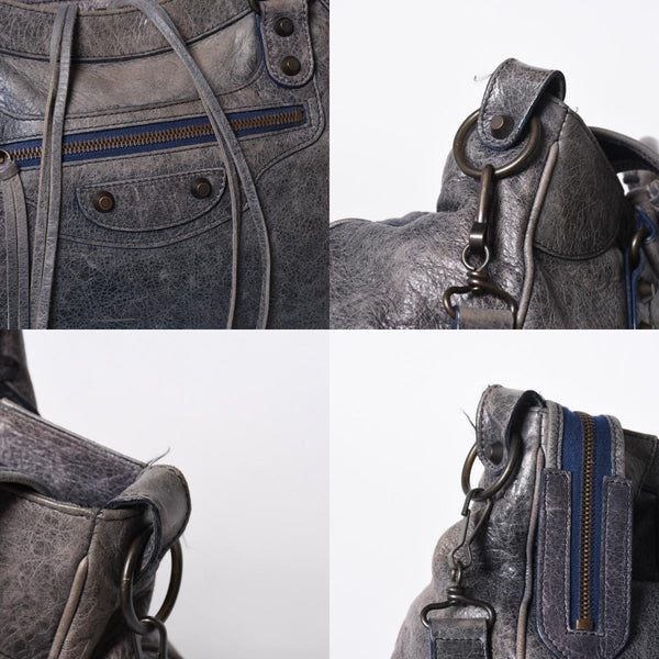 BALENCIAGA バレンシアガ Classic Velo クラシック ヴェロ 2WAYバッグ 235216 ヴィンテージレザー ネイビー ガンメタ金具 良品 中古 4a007014
