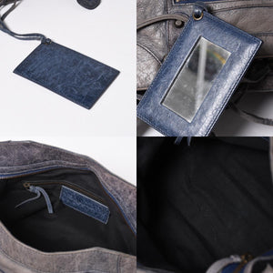BALENCIAGA バレンシアガ Classic Velo クラシック ヴェロ 2WAYバッグ 235216 ヴィンテージレザー ネイビー ガンメタ金具 良品 中古 4a007014