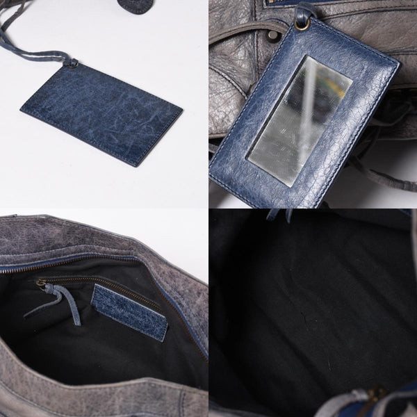 BALENCIAGA バレンシアガ Classic Velo クラシック ヴェロ 2WAYバッグ 235216 ヴィンテージレザー ネイビー ガンメタ金具 良品 中古 4a007014