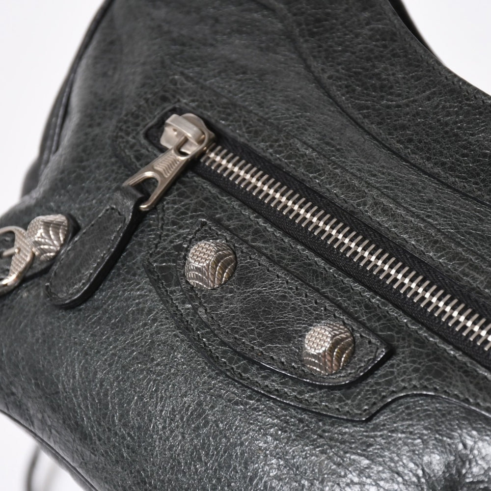 極美品 BALENCIAGA バレンシアガ Giant Hip ジャイアント ヒップ ショルダーバッグ 237203 レザー ブラック シルバー金具 中古 4a007016