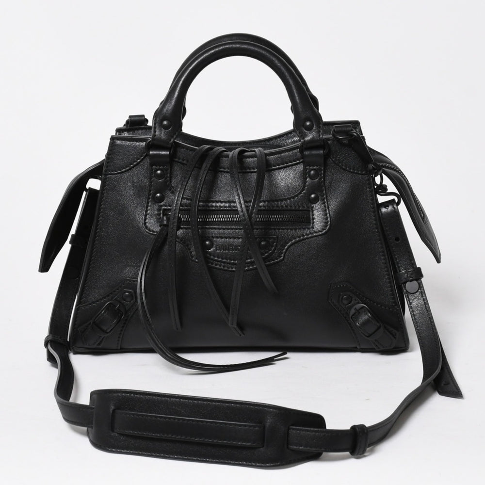 極美品 BALENCIAGA バレンシアガ 2WAY ハンドバッグ ショルダーバッグ ネオ クラシック シティXS 696495 ブラック シルバー金具 中古 4a007018