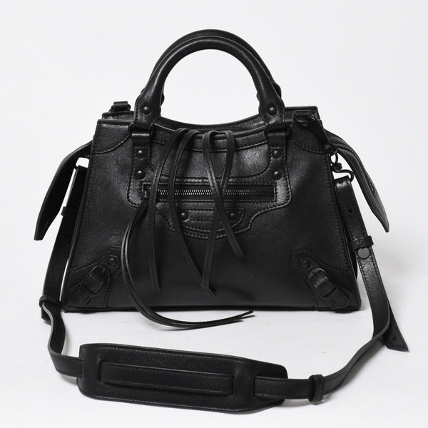 極美品 BALENCIAGA バレンシアガ 2WAY ハンドバッグ ショルダーバッグ ネオ クラシック シティXS 696495 ブラック シルバー金具 中古 4a007018