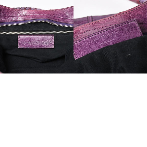 BALENCIAGA バレンシアガ ジャイアント シティ ハンドバッグ 186184 ラムスキン シルバー金具 パープル 美品 中古 4a007164