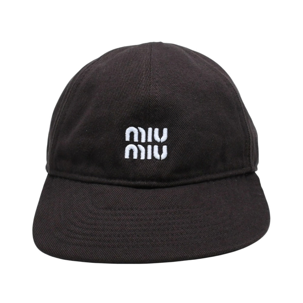 新品同様品 MIU MIU ミュウミュウ キャップ 帽子 ベースボールキャップ ブラウン ホワイト ネイビー 5HC369 中古 4a007021
