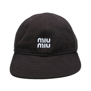 新品同様品 MIU MIU ミュウミュウ キャップ 帽子 ベースボールキャップ ブラウン ホワイト ネイビー 5HC369 中古 4a007021