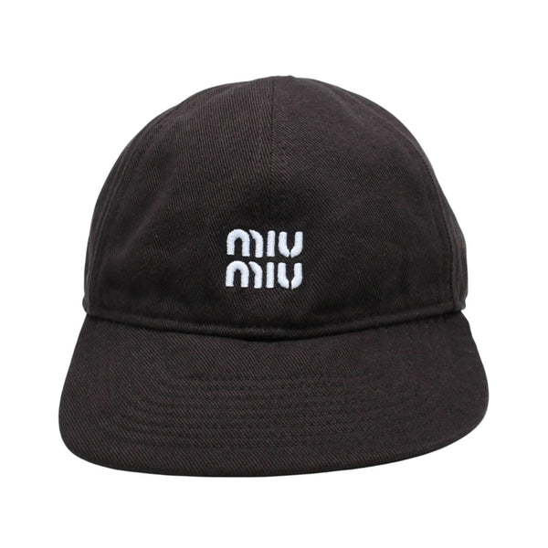 新品同様品 MIU MIU ミュウミュウ キャップ 帽子 ベースボールキャップ ブラウン ホワイト ネイビー 5HC369 中古 4a007021