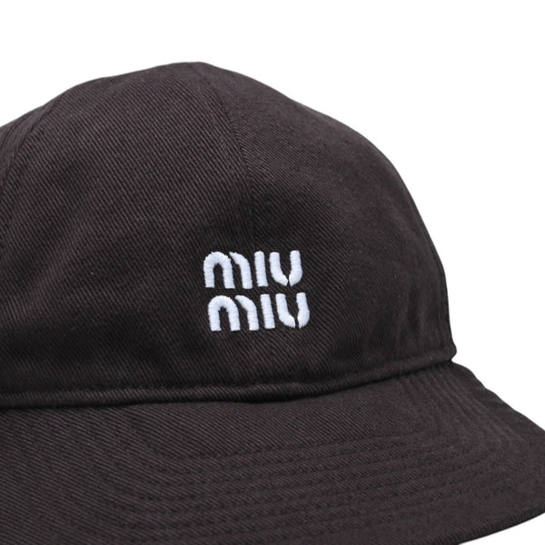新品同様品 MIU MIU ミュウミュウ キャップ 帽子 ベースボールキャップ ブラウン ホワイト ネイビー 5HC369 中古 4a007021